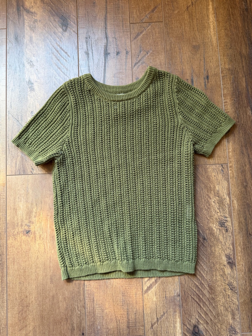 Market & Spruce Olive Green Short-Sleeve Crewneck Knit Top